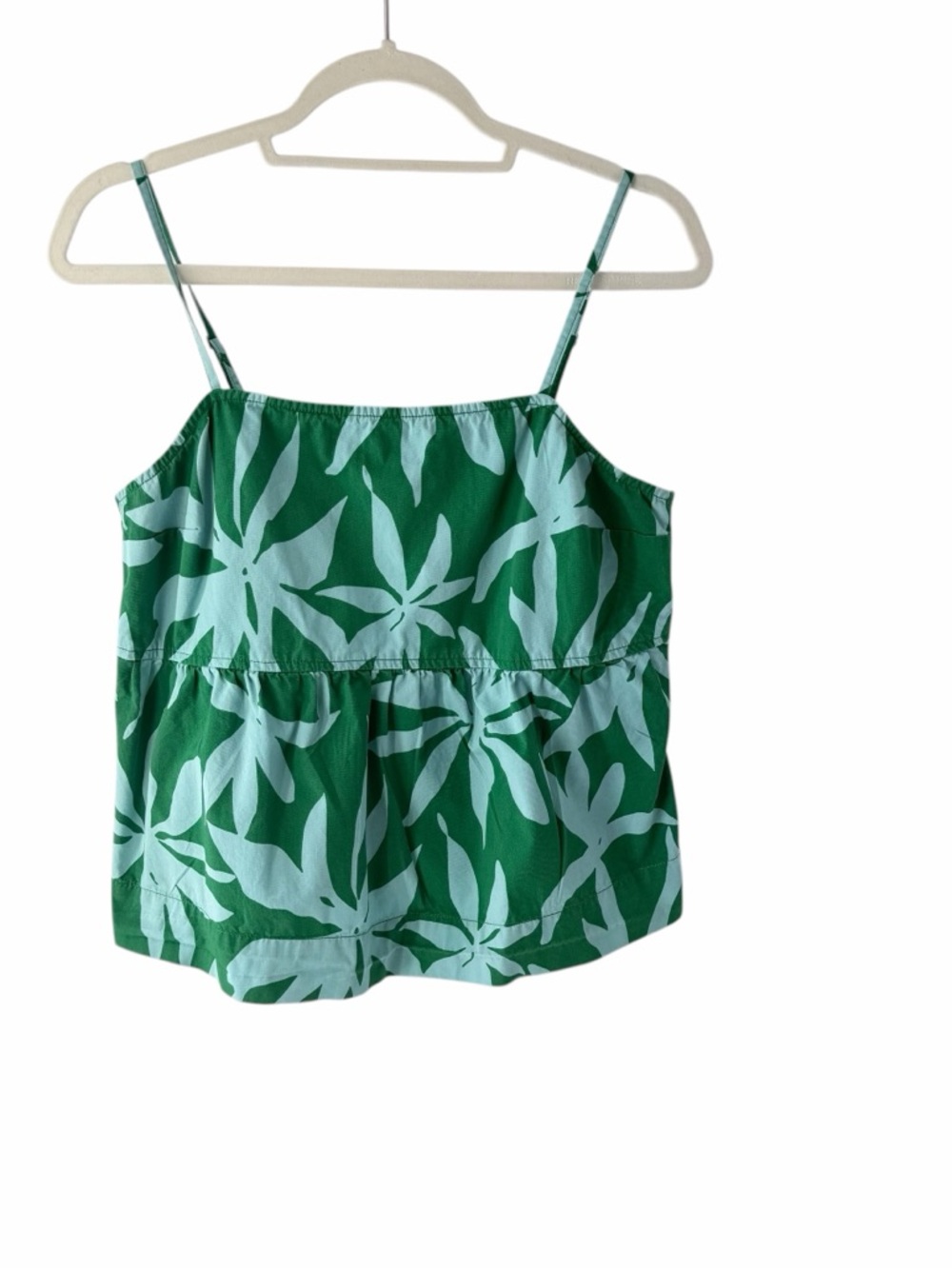 Green Leaf Print Spaghetti Strap Camisole